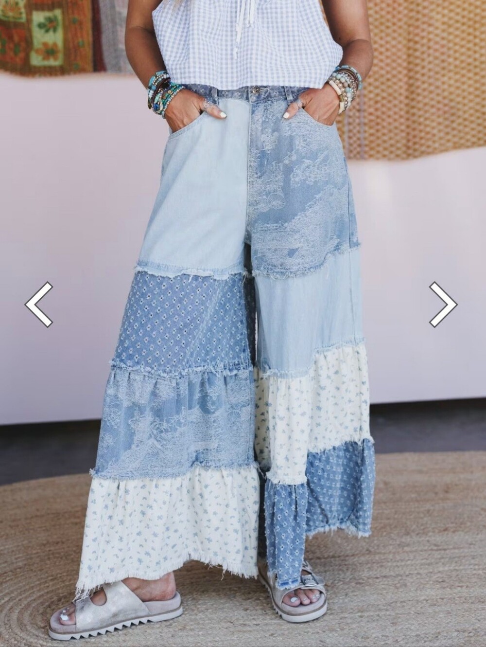 POL Jane Tiered Patchwork  Pants